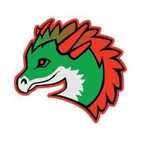logo esport mascotte art tête de dragon de feu vecteur