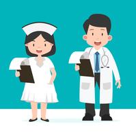 Infirmière et médecin avec presse-papiers vecteur
