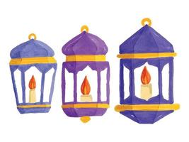 lampe arabe illustration aquarelle islamique vecteur