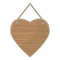 plaque en bois en forme de coeur. panneau d'affichage en bois vide, illustration vectorielle de couleur vecteur