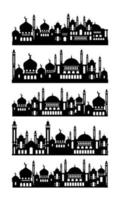silhouette de mosquée. ensemble de paysage urbain islamique