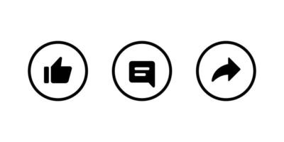 aimer, commenter et partager le vecteur d'icône de bouton dans la ligne de cercle