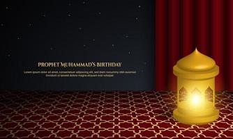 carte de voeux d'anniversaire du prophète muhammad. fond de bannière islamique. vecteur