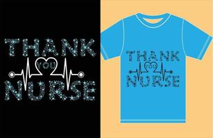 conception de t-shirt d'infirmière. merci infirmière. vecteur