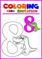 coloriage numéro huit pour l'apprentissage des enfants vecteur