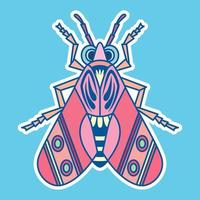 caractère d'illustration de l'art coloré d'insectes mignons, modèle vectoriel sur fond bleu