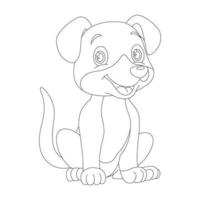 Page de coloriage de contour de chien mignon chiot pour les enfants coloriage d'animaux vecteur