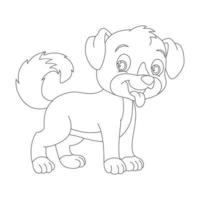 Page de coloriage de contour de chien mignon chiot pour les enfants coloriage d'animaux vecteur