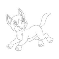 Page de coloriage de contour de chien mignon chiot pour les enfants coloriage d'animaux vecteur