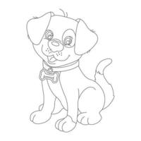 Page de coloriage de contour de chien mignon chiot pour les enfants coloriage d'animaux vecteur