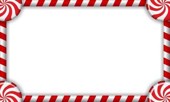 cadre de canne en bonbon rectangle avec motif sucette rayé rouge et blanc. illustration vectorielle vecteur