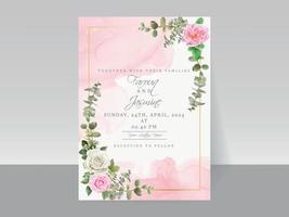 modèle de carte d'invitation de mariage floral élégant dessiné à la main vecteur