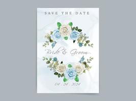 modèle de carte d'invitation de mariage floral élégant dessiné à la main vecteur