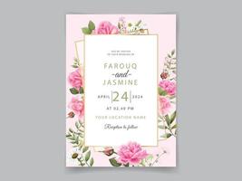 modèle de carte d'invitation de mariage floral élégant vecteur