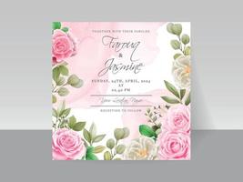 modèle de carte d'invitation de mariage floral élégant dessiné à la main vecteur