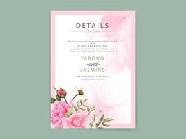 modèle de carte d'invitation de mariage floral élégant vecteur