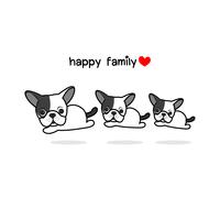 Mignonne mère père et bébé chien. Illustration vectorielle de joyeux animaux famille cartoon. vecteur