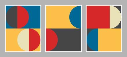 fond bauhaus moderne avec des formes géométriques de couleur rouge, jaune, bleu, noir et blanc vecteur