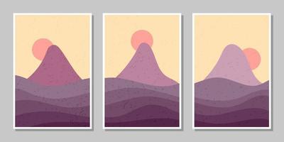 affiches de montagne avec dégradé de couleurs vecteur