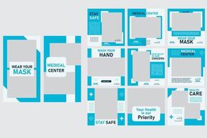 publication modifiable sur les réseaux sociaux médicaux. publication et histoire sur les médias sociaux médicaux, modèle de bannière de médias sociaux modifiable pour les soins de santé vecteur
