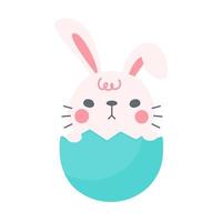 un petit lapin sort du trou. carte décorative de dessin animé pour enfants vecteur