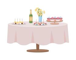 table pour célébration objet vectoriel couleur semi-plat