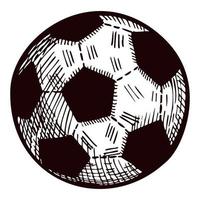 ballon de football esquissé isolé. éléments de sport vintage pour le style de jeu dessiné à la main. vecteur