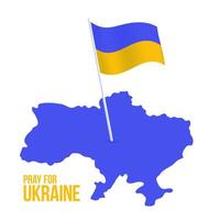 priez pour l'illustration du concept de l'ukraine avec le drapeau national, la main et la carte. drapeau ukrainien priant illustration vectorielle de concept. priez pour la paix arrêtez la guerre contre l'ukraine vecteur