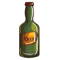 bouteille de bière avec verre vert vecteur