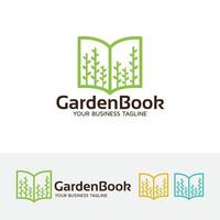 création de logo de livre de jardin vecteur