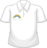 une chemise blanche avec motif arc-en-ciel sur fond blanc vecteur