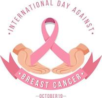 bannière de la journée internationale contre le cancer du sein avec le symbole du ruban rose vecteur