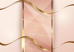 abstrait 3d luxe rose doux diagonale géométrique chevauchant un arrière-plan brillant avec des lignes dorées brillantes avec un espace de copie pour le texte.