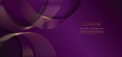 lignes dorées de luxe abstraites courbes se chevauchant sur fond violet. modèle de conception de prix premium. vecteur