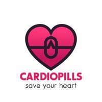 logo de pilules cardiaques, pharmacie, symbole de médecine vecteur