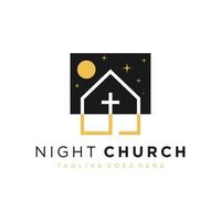 création de logo illustration nuit église maison vecteur