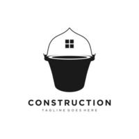 création de logo illustration seau de construction de maison vecteur