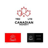 logo de la limite de propriété canadienne en érable rouge vecteur