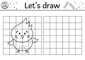 compléter l'image du poulet. feuille de travail de pratique de dessin de Pâques de vecteur. activité printanière en noir et blanc imprimable pour les enfants d'âge préscolaire. copier l'image jeu sur le thème de la ferme pour les enfants vecteur