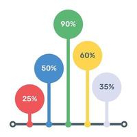 une infographie moderne montrant plusieurs camemberts en icône plate vecteur