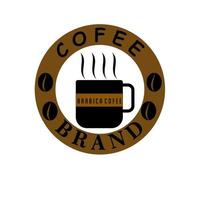création de logo de marque de café circulaire avec icône tasse et haricot à l'intérieur vecteur