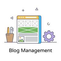 une icône de contour plat de gestion de blog, conception modifiable vecteur