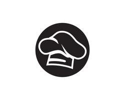 Logo de chapeau de chef et icône de vecteur de couleur noire symboles