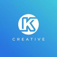 modèle de conception de logo lettre k avec couleur blanche et fond bleu vecteur
