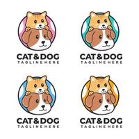 logo de dessin animé chat et chien vecteur