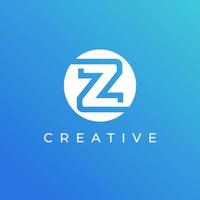 modèle de conception de logo lettre z avec couleur blanche et fond bleu vecteur