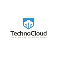 logo de la technologie cloud avec un style simple vecteur