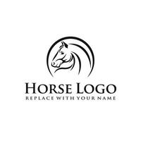 logo tête de cheval avec couleur noir et blanc vecteur