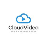 logo cloud avec icônes vidéo et cloud vecteur