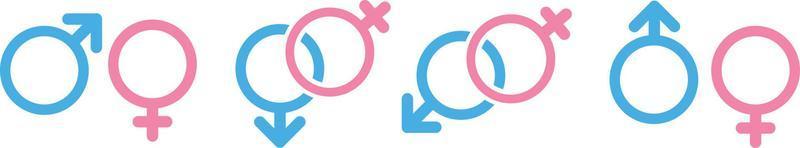 jeu d'icônes de genre, signe masculin et féminin, symbole hommes et femmes vecteur